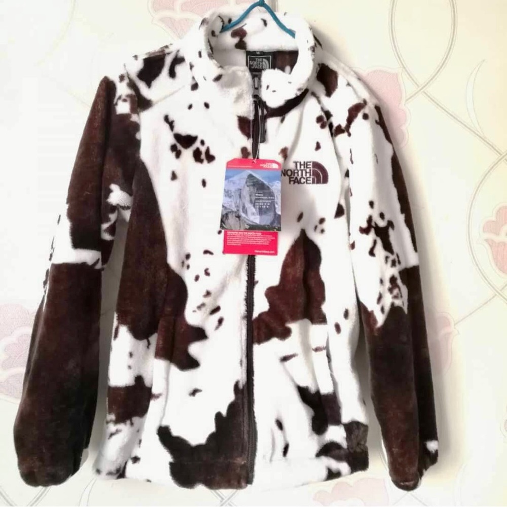 Brown Cow Print Fleece Zipper Hoodie